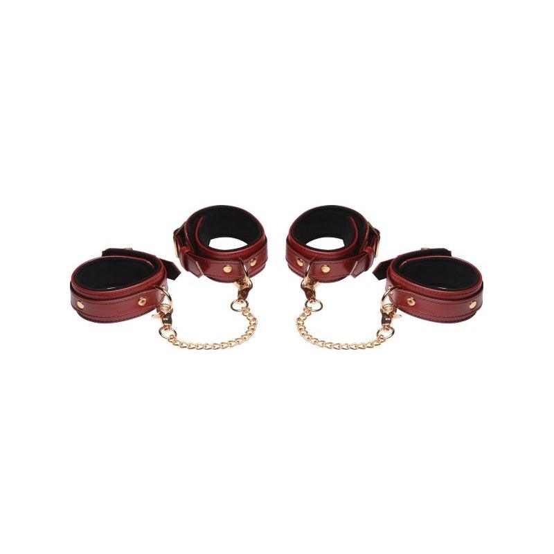 6 Pc PU Leather Bondage Set Burgundy - Adult Toys