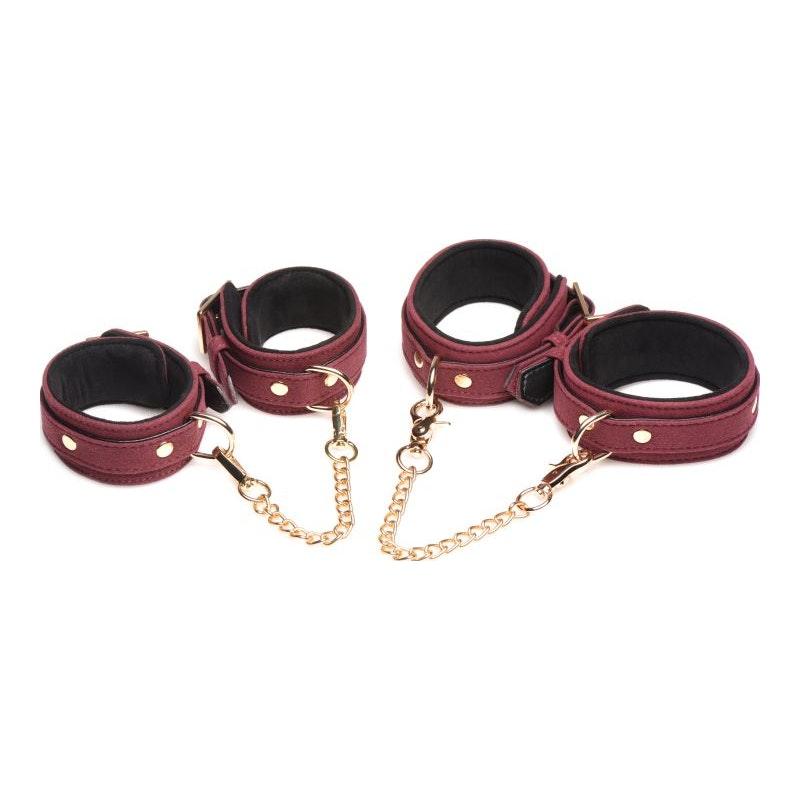 6 Pc Velvet Bondage Set Burgundy - Naughty by Nature Adult Store