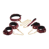 6 Pc Velvet Bondage Set Burgundy - Naughty by Nature Adult Store