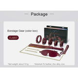 8 Pc Deluxe Bondage Play Kit Burgundy Gold - Adult Toys
