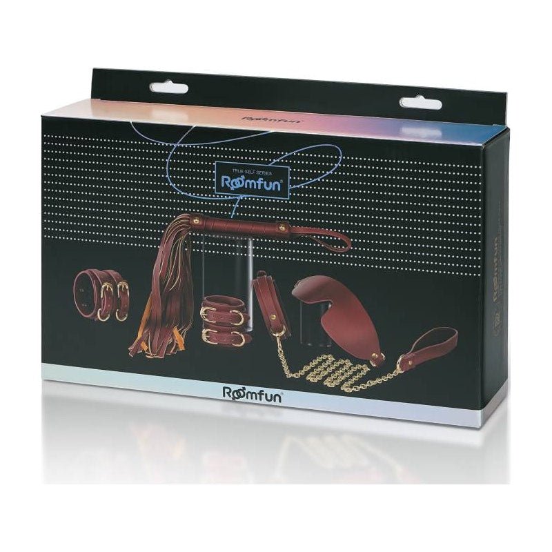 8 Pc Deluxe Bondage Play Kit Burgundy Gold - Adult Toys