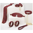 8 Pc Deluxe Bondage Play Kit Burgundy Gold - Adult Toys