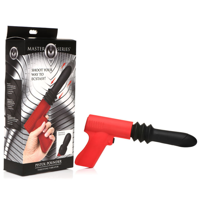 Master Series Pistol Pounder Thrusting Vibrator - Black/Red Thrusting Vibrator with Gun Handle