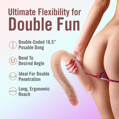 Dr. Skin Plus 16.5'' Posable Double Dong - Flesh 42 cm Double Dong