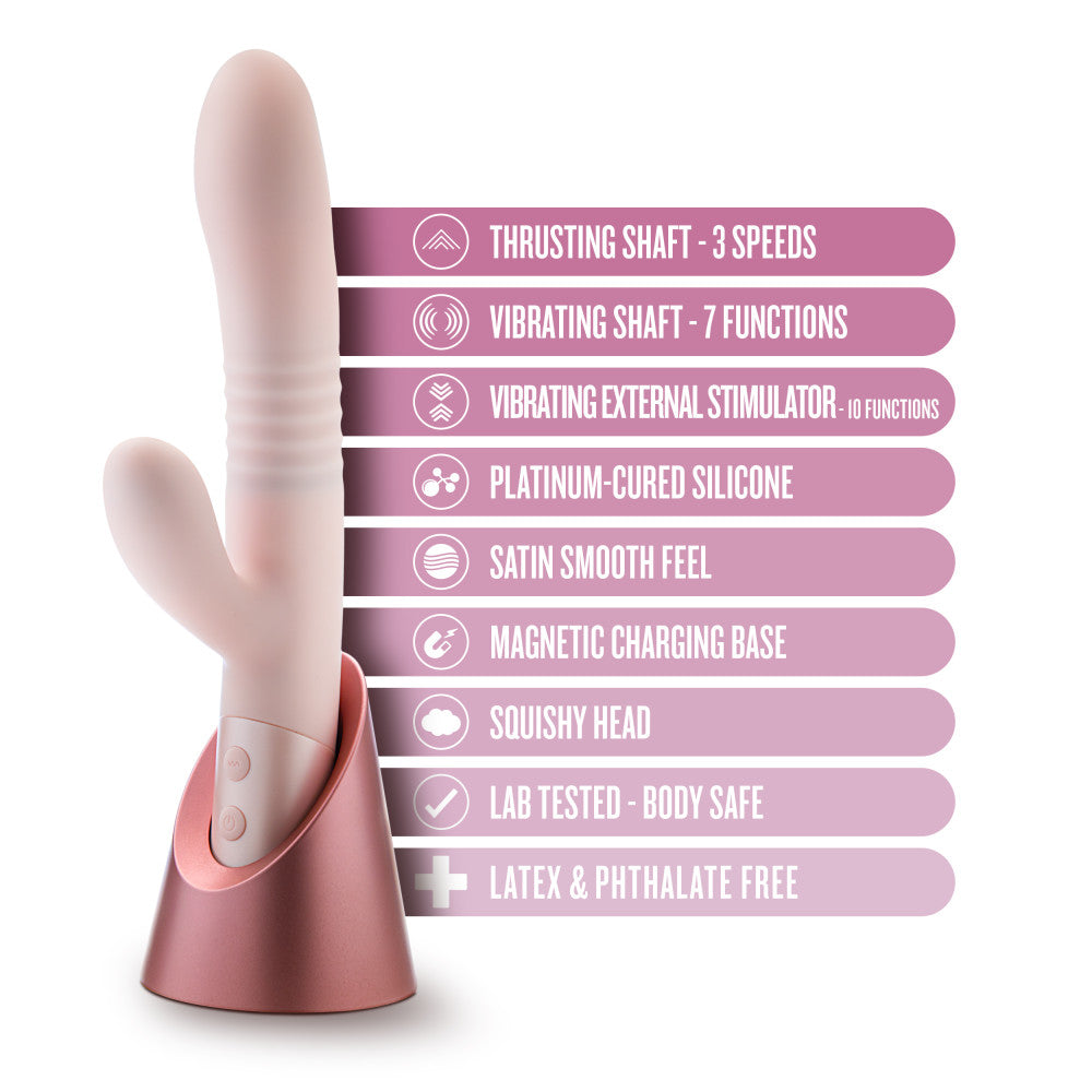 Blush - Fraya - Pink - Pink 24.1 cm USB Rechargeable Thrusting Rabbit Vibrator