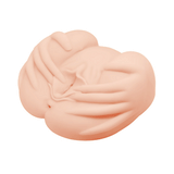 Realistic TPR male masturbator shaped like a spread torso with pussy and anus openings.