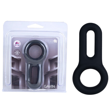 Maia Gavin Adjustable Silicone Cock and Balls Ring - Black
