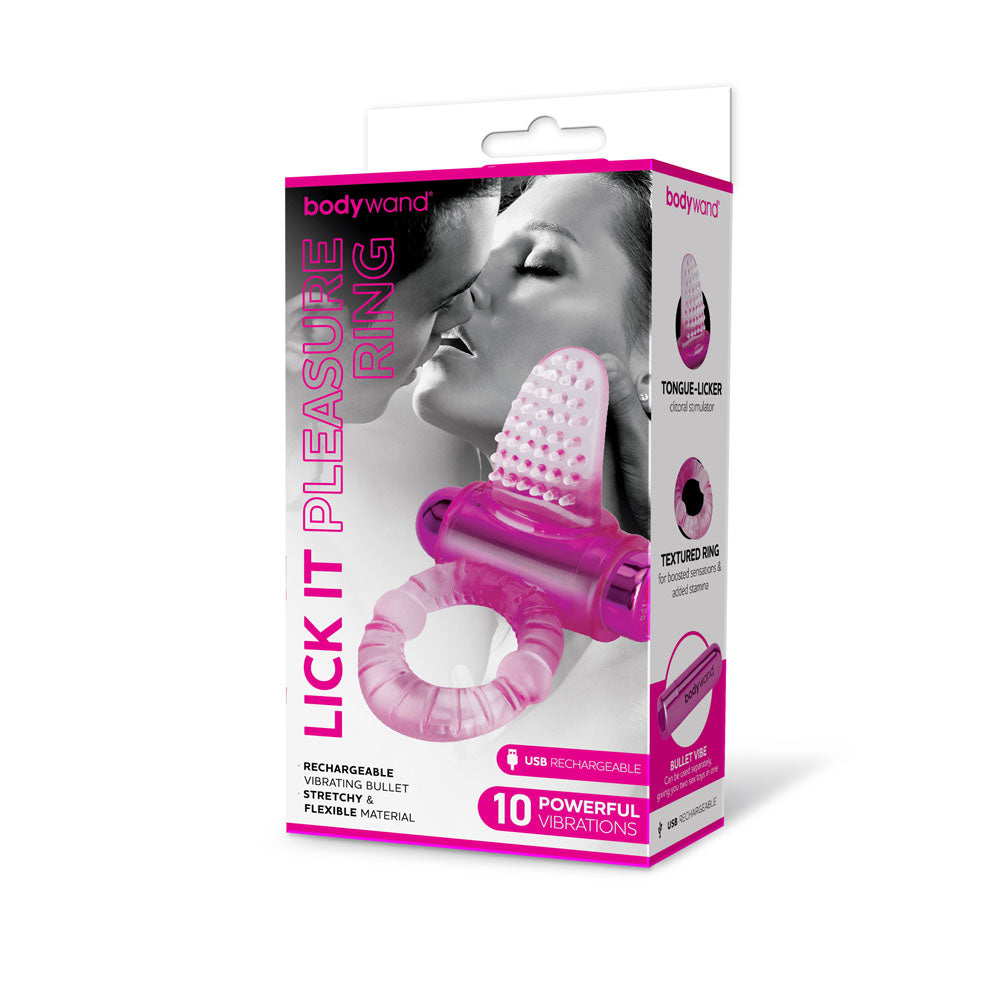 Bodywand Rechargeable Lick It Pleasure Ring - Pink USB Rechargeable Vibrating Cock Ring