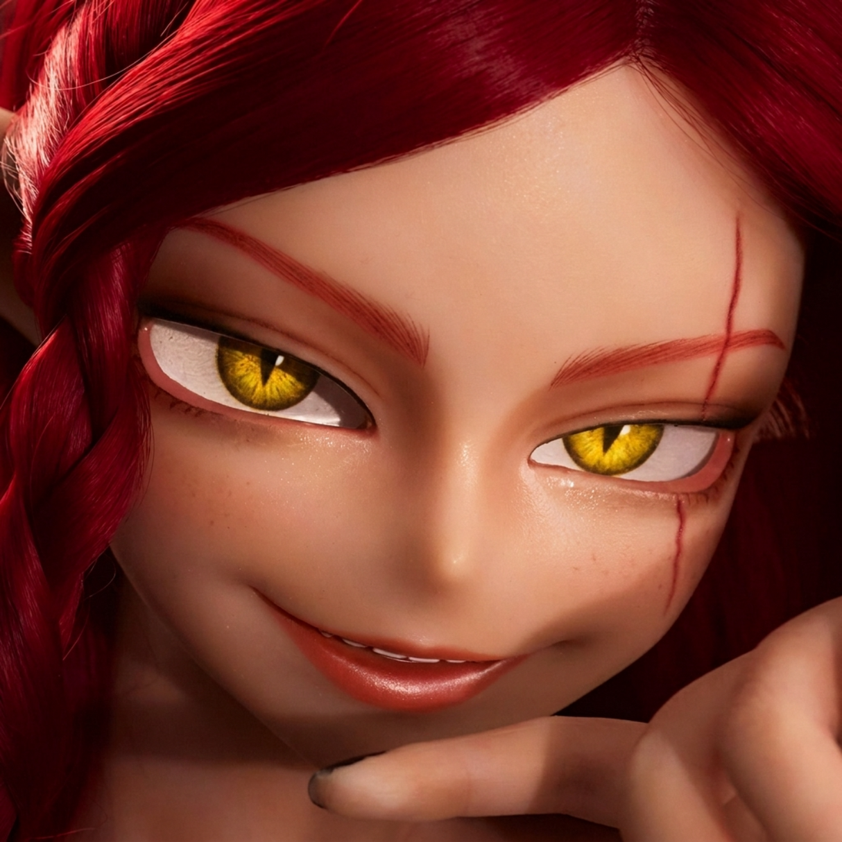 Ultra Lightweight Goblin Sex Doll Bina 156cm Dark Red Hair