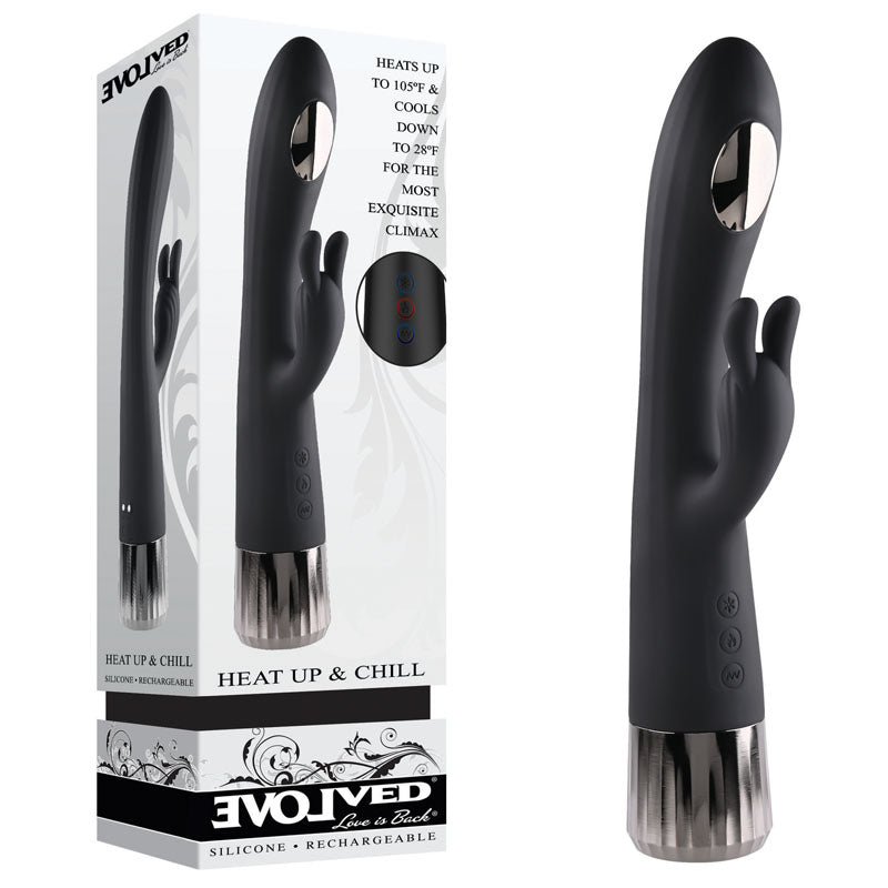 Evolved Heat Up & Chill - Black 24.1 cm USB Rechargeable Heating & Cooling Rabbit Vibrator