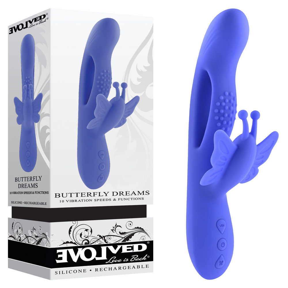 Evolved BUTTERFLY DREAMS - Purple 23.8 cm USB Rechargeable Butterfly Vibrator