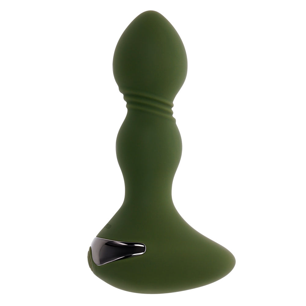 Evolved LIEUTENANT - Green 12.2 cm USB Rechargeable Vibrating Butt Plug