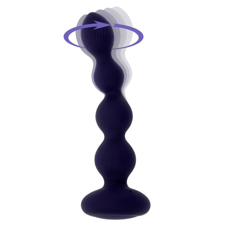 Evolved PLEASURE ORBIT - Navy Blue 17.8 cm USB Rechargeable Twirling & Vibrating Anal Beads with Remote