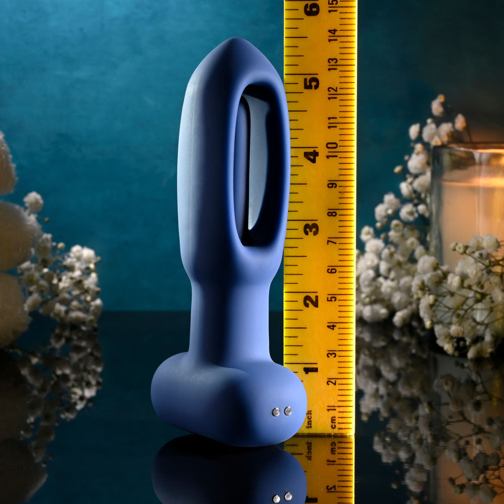 Evolved THE FLAPPER - Blue 14 cm USB Rechargeable Vibrating and Flapping Butt Plug with Remote