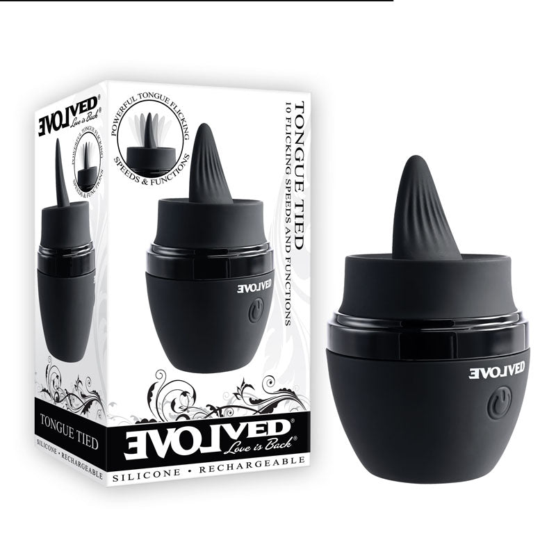 Evolved TONGUE TIED - Black USB Rechargeable Flickering Tongue Stimulator