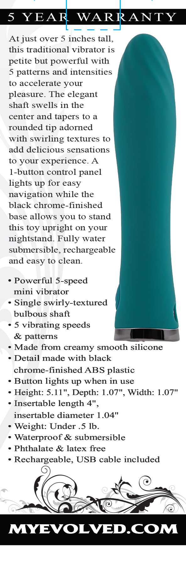 Evolved ULTRA WAVE - Blue 13 cm USB Rechargeable Mini Vibrator