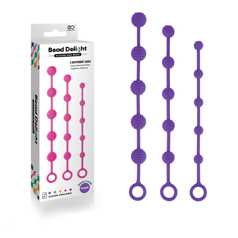 Bead Delight Silicone Anal Beads Purple - Set of 3 Sizes