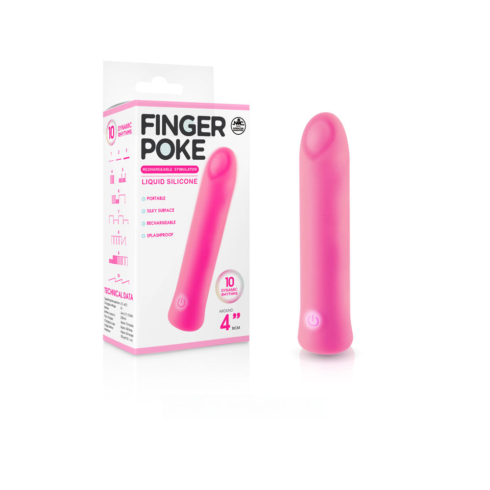 Finger Poke - Pink - Pink 10 cm USB Rechargeable Bullet