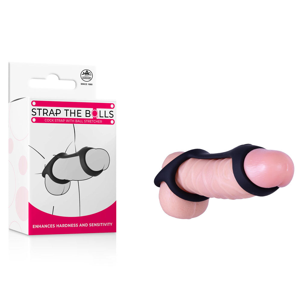 Strap The Balls - Black Cock Strap with Ball Stretcher