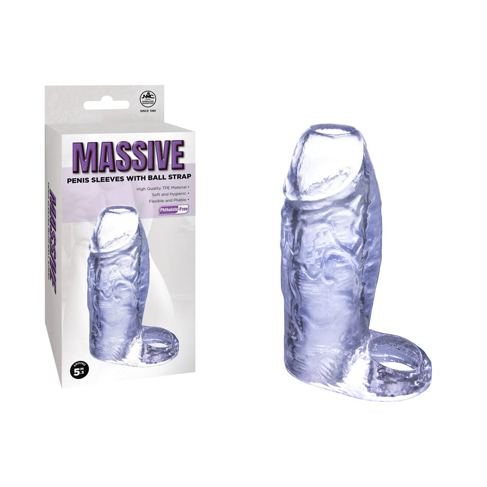 Clear Penis Sleeve With Ball Strap For Male Enlargement 14Cm