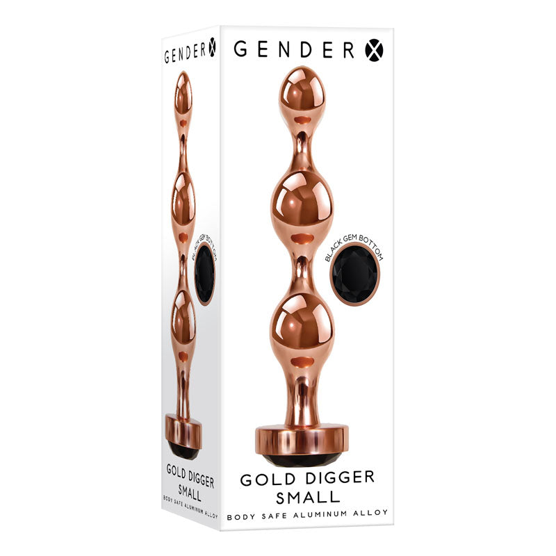 Gender X GOLD DIGGER SMALL - Rose Gold Small Butt Plug with Black Gem Base