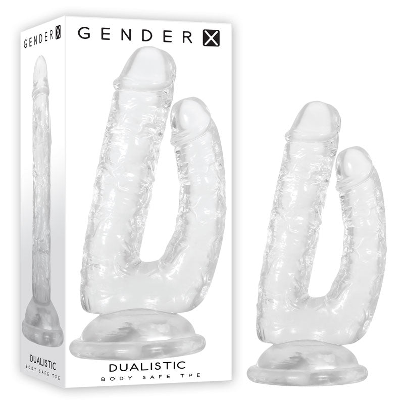 Gender X DUALISTIC - Clear 23.5 cm Double Penetrating Dong