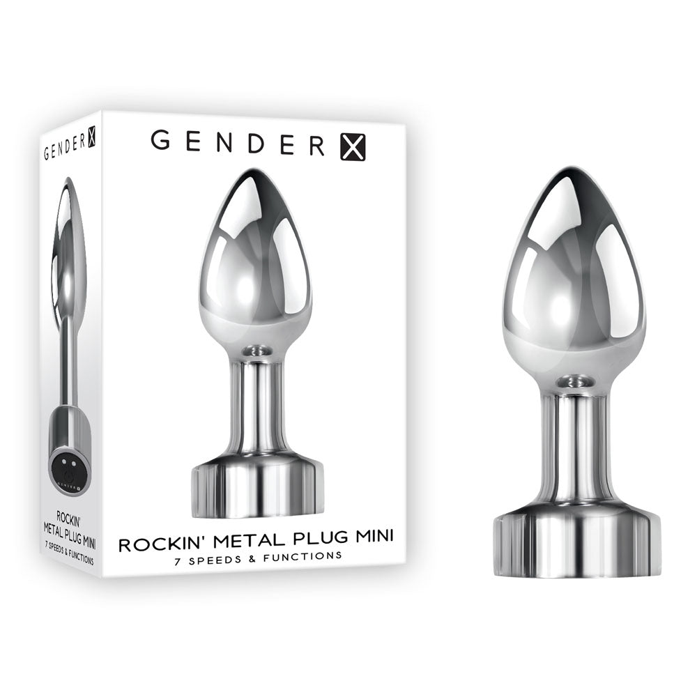 Gender X ROCKIN METAL PLUG MINI - Chrome 7.8 cm USB Rechargeable Vibrating Mini Butt Plug