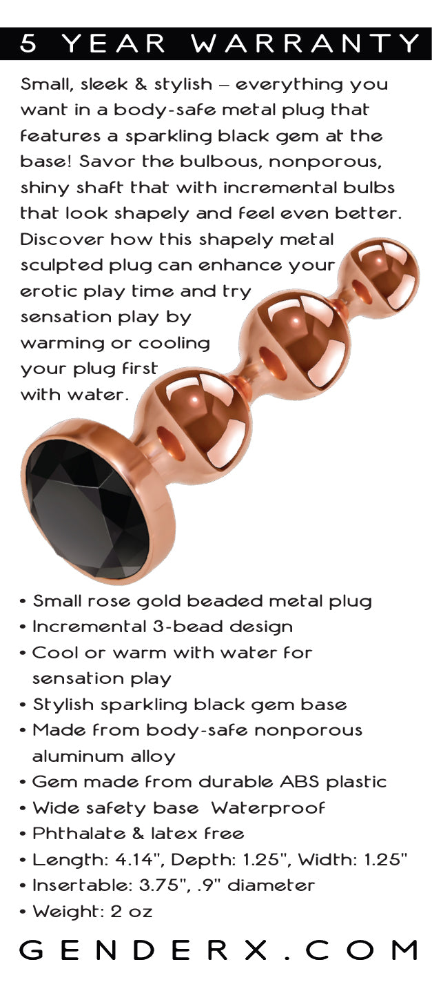 Gender X GOLD DIGGER SMALL - Rose Gold Small Butt Plug with Black Gem Base