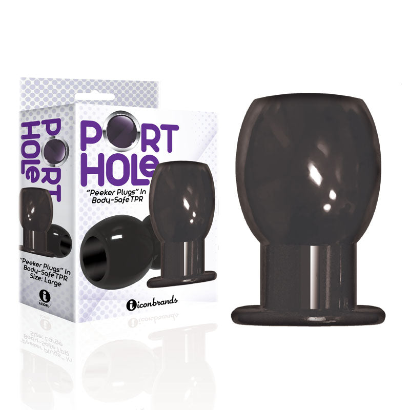 The 9's Port Hole, Hollow Butt Plug - Black Hollow Butt Plug