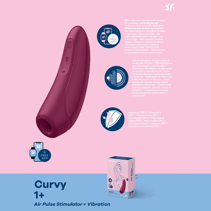 Satisfyer Curvy 1+ - App Contolled Touch-Free USB-Rechargeable Clitoral Stimulator with Vibration