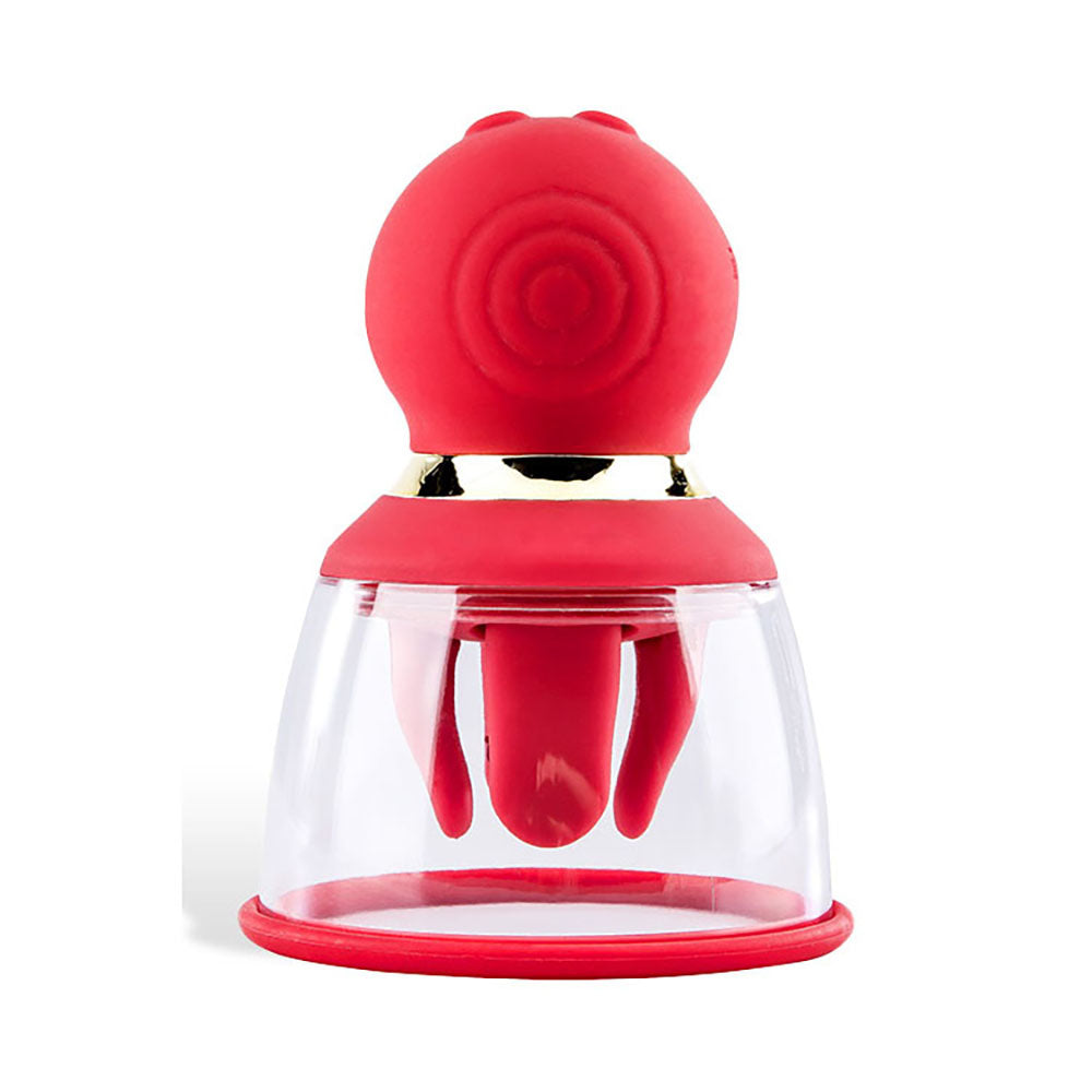 Adam And Eve Rechargeable Vaginal Pump Red With Massage Tongue And Fingers