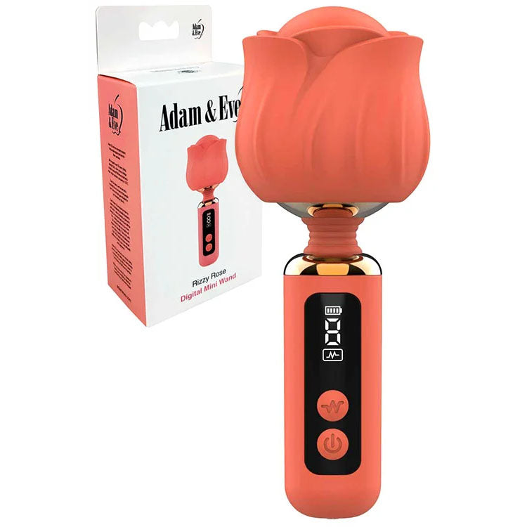 Adam And Eve Rizzy Rose Mini Wand Coral USB Rechargeable Massager