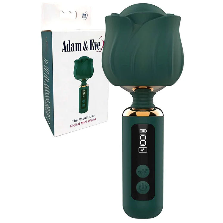 Adam Eve Royal Rose Green USB Rechargeable Mini Wand Massager