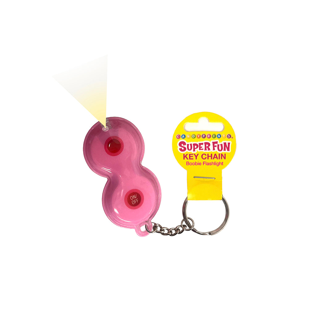 Pink Novelty Boobie Flashlight Keychain For Handbags And Purses