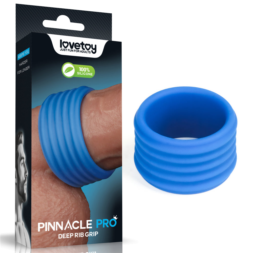 Pinnacle Pro Deep Rib Grip - Blue Cock Ring