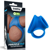 Pinnacle Pro Trio Grip Enhancer - Blue Cock & Balls Ring