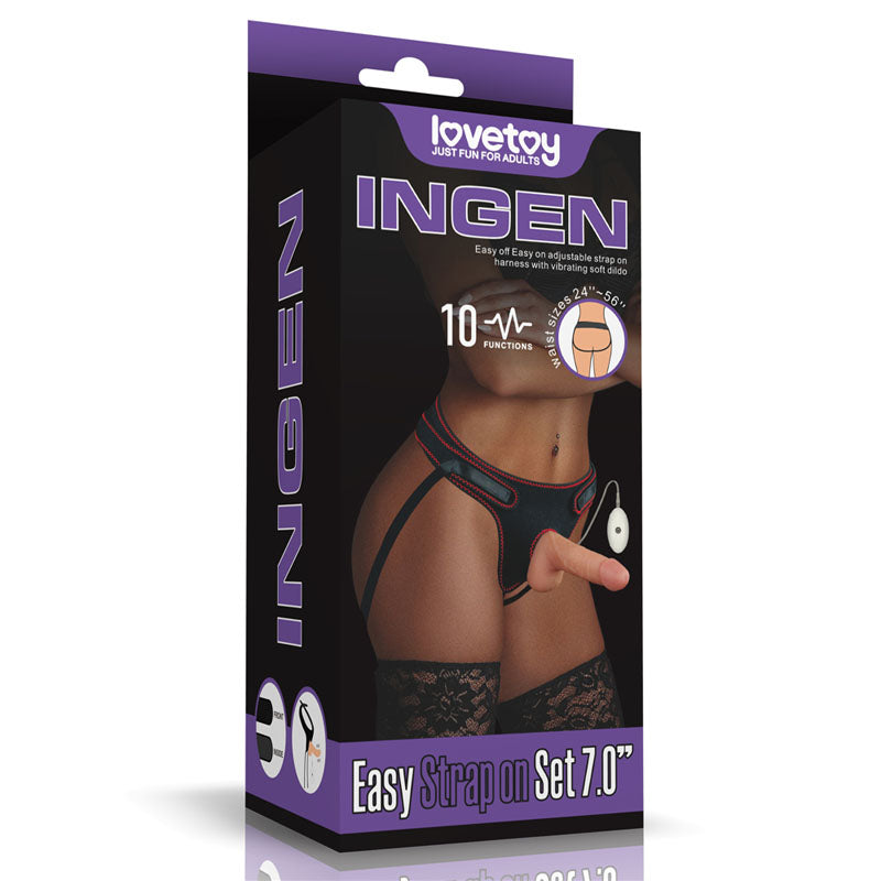 Ingen Vibrating Easy Strap-On Set - Flesh (7'')