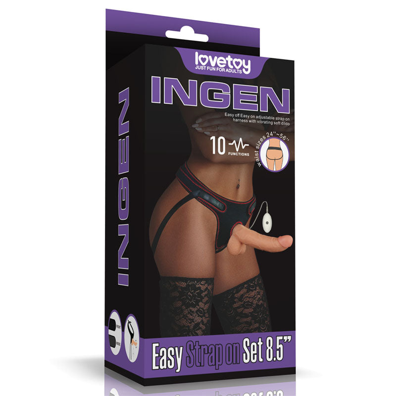 Ingen Vibrating Easy Strap-On Set - Flesh (8.5'')