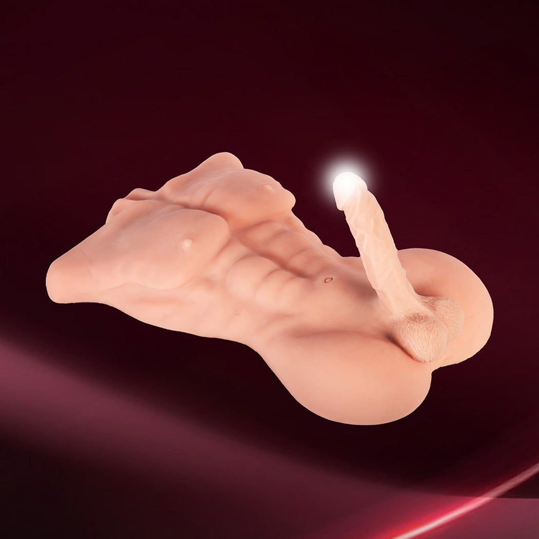 Male Sex Doll Torso With 8 Inch Dildo Muscular Abs Realistic TPE
