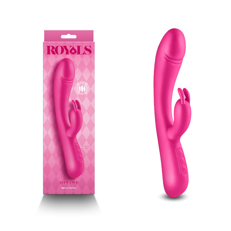 Royals - Divine - Metallic Pink - Metallic Pink 22.2 cm USB Rechargeable Rabbit Vibrator