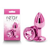 Rear Assets - Small Metal Butt Plug with Pink Round Gem Base