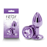 Rear Assets - Small Metal Butt Plug with Purple Round Gem Base