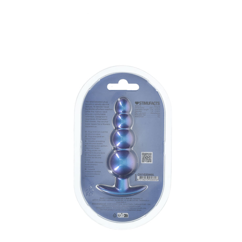 OUCH! Beaded Anal Plug - Metallic Blue