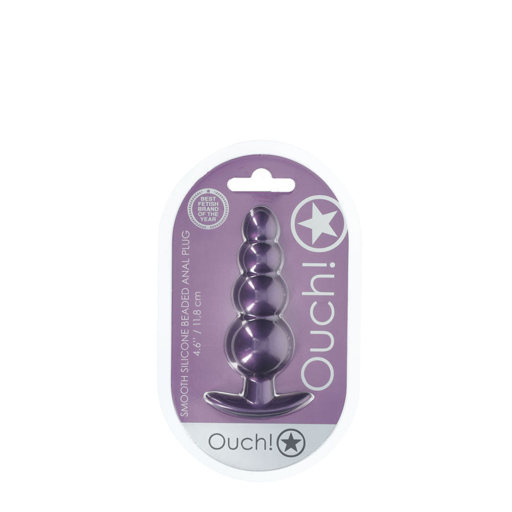 OUCH! Beaded Anal Plug - Metallic Purple