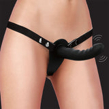 OUCH! Dual Vibrating Silicone Ridged Strap-On - Black