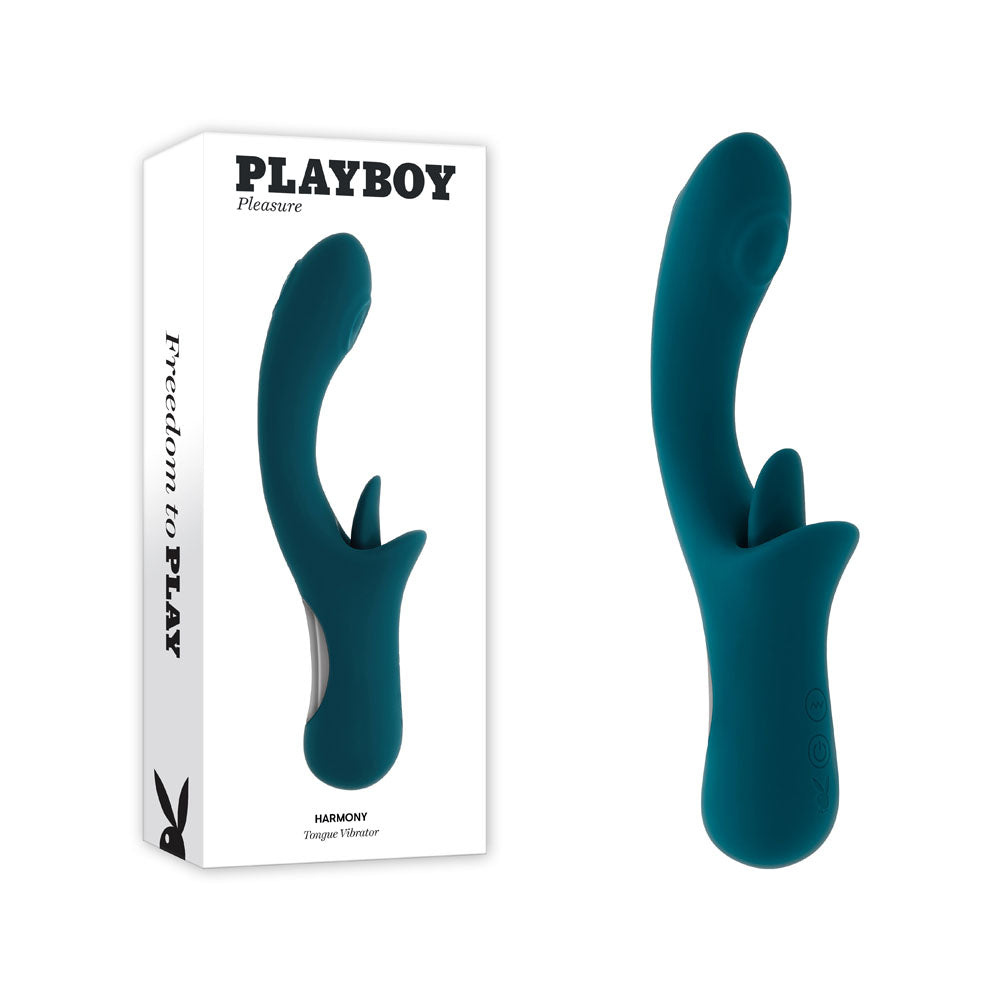 Playboy Pleasure HARMONY - Blue 22.9 cm USB Rechargeable Vibrator with Clitoral Flicker