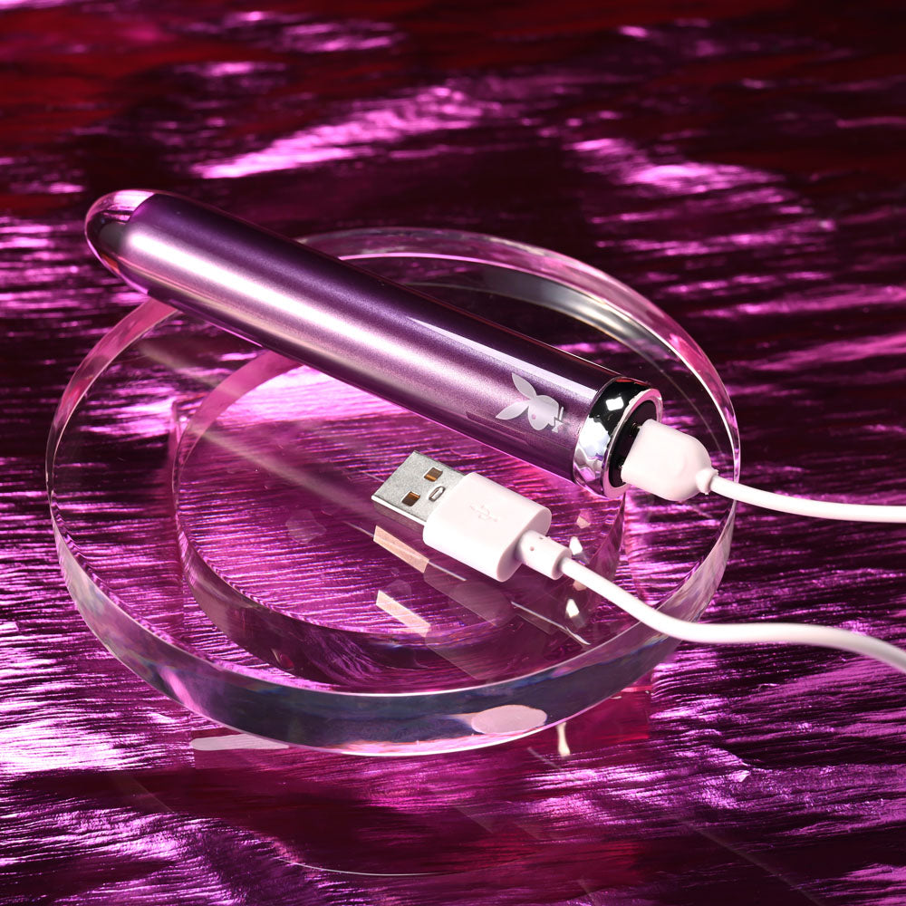 Playboy Pleasure AMETHYST - USB Rechargeable Glass Tipped Mini Vibrator