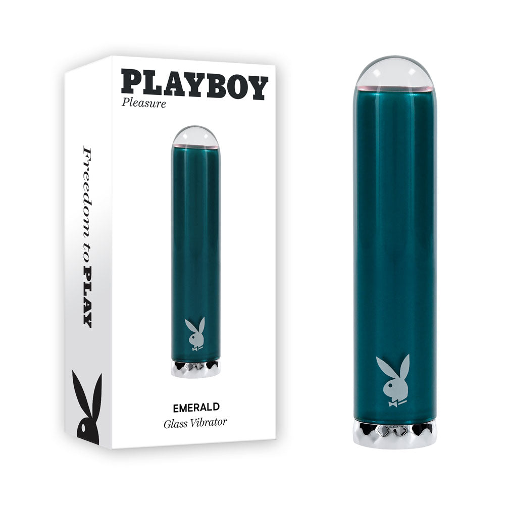 Playboy Pleasure EMERALD - USB Rechargeable Glass Tipped Bullet