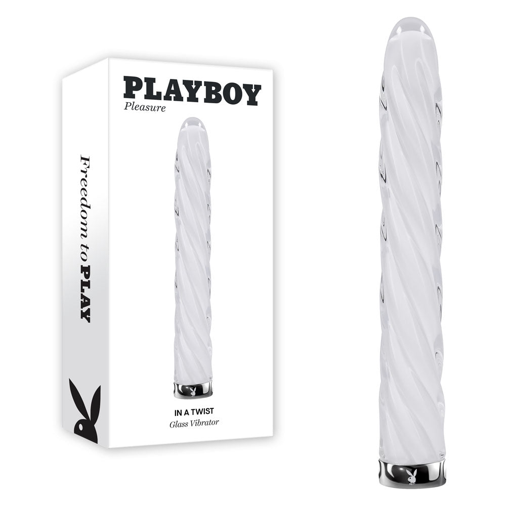 Playboy Pleasure IN A TWIST - White Glass Rechargeable Vibrator