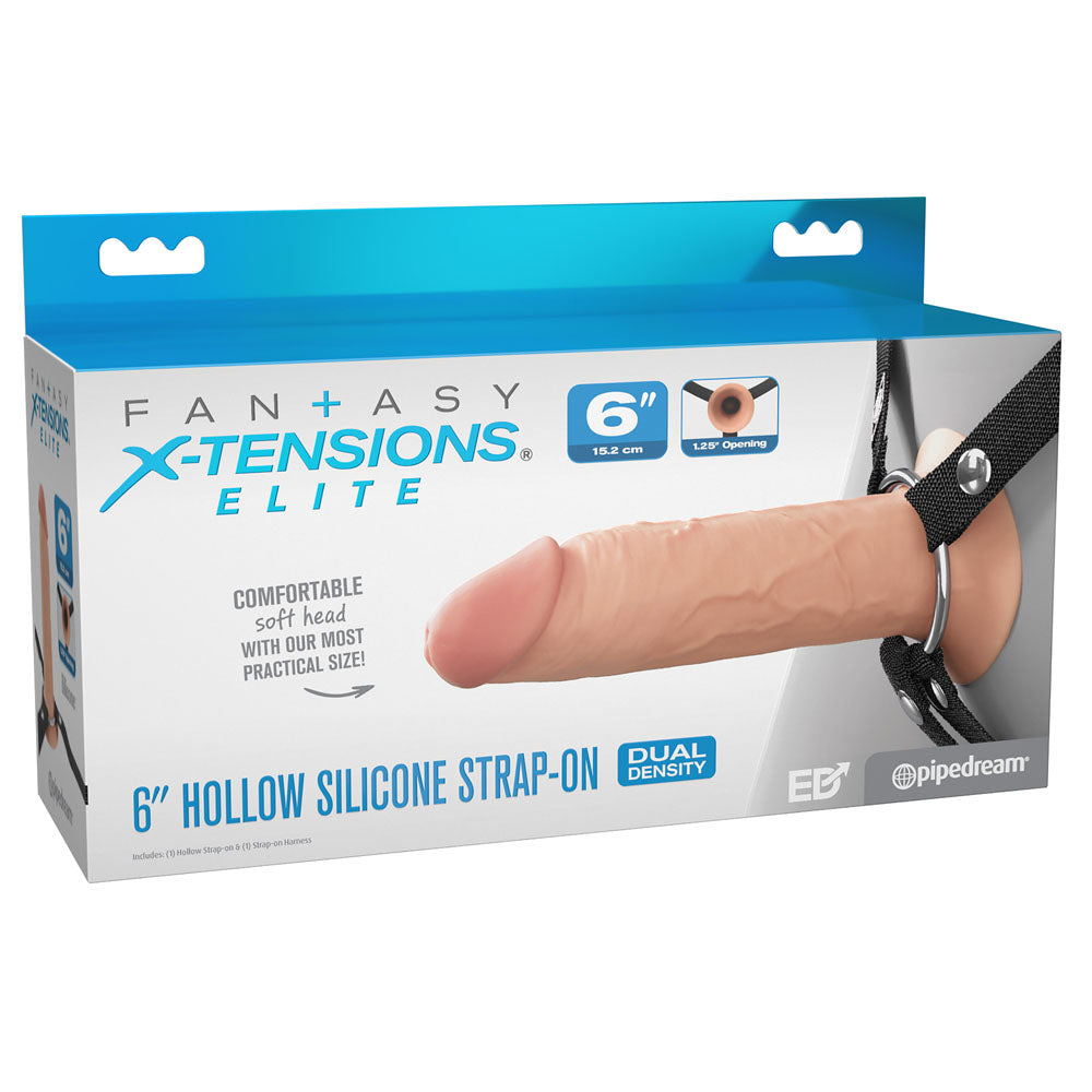 FX Elite 6'' Silicone Hollow Strap-On - Flesh - Flesh 15.2 cm Hollow Strap-On